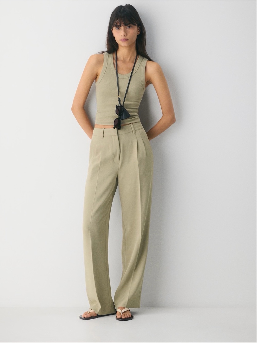Wilfred Wide-Leg High-Rise Pants in Olive